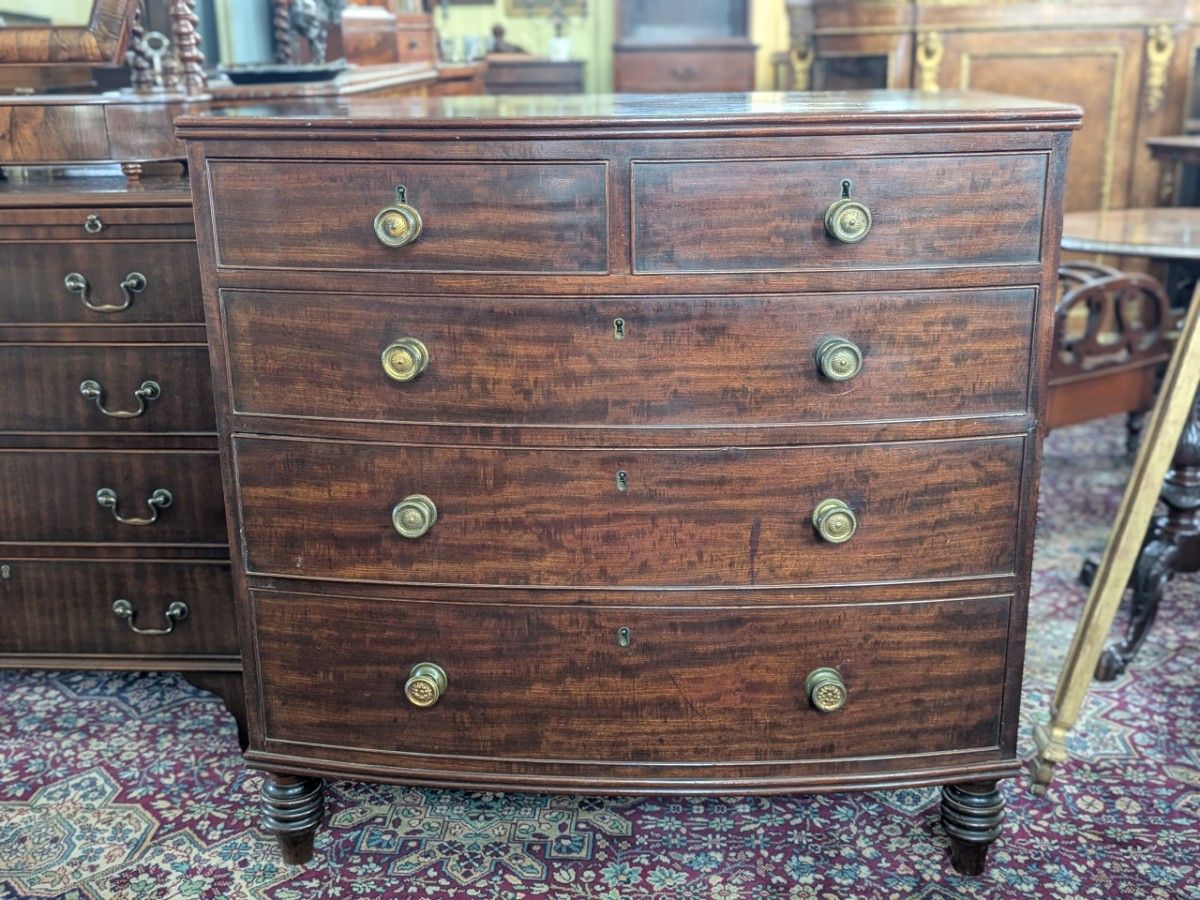 Georgian Mahogany Bowfront Chest Of Drawers